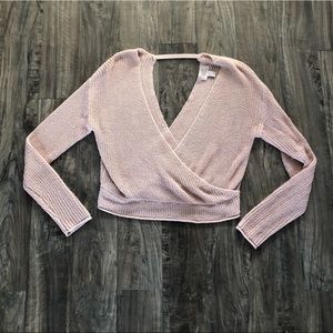 Cropped, open back, open front blushed blouse